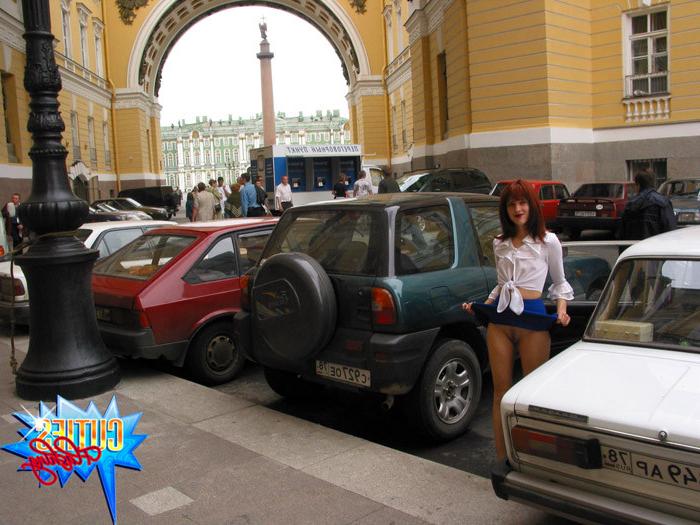 16P Exhibitionist hoochies having fun at a car parking