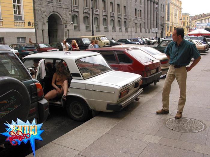 16P Exhibitionist hoochies having fun at a car parking