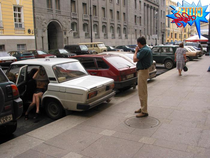 16P Exhibitionist hoochies having fun at a car parking