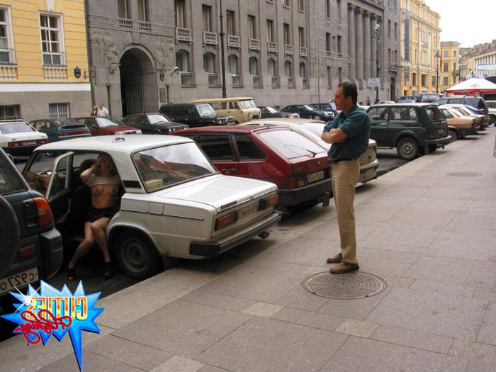 16P Exhibitionist hoochies having fun at a car parking
