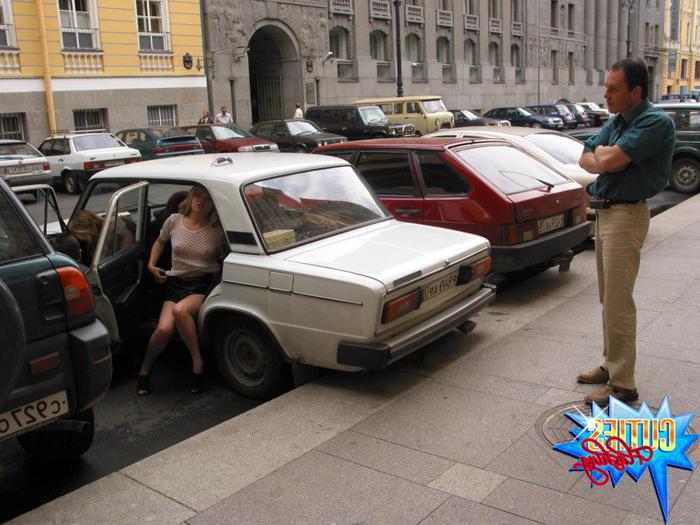 16P Exhibitionist hoochies having fun at a car parking