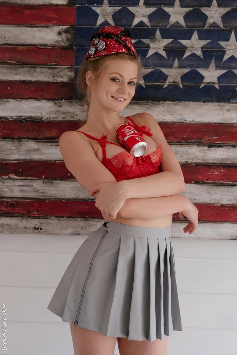 12P Tall blonde model in red sneakers