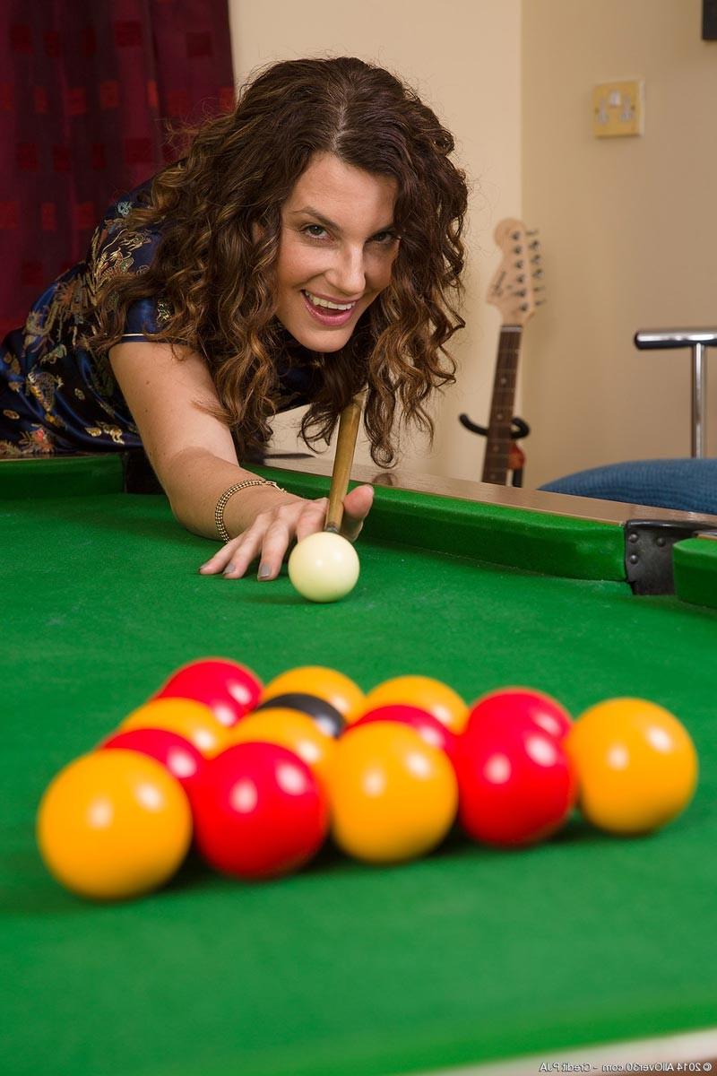 15P Hot milf strips after playing some pool