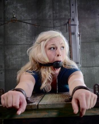 16P Ella Nova hot blonde strap bound with ballgag and ass spanked red