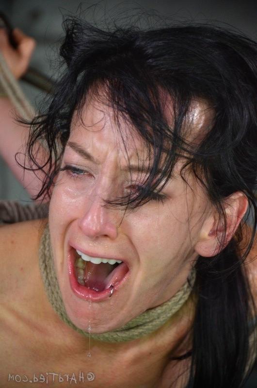 16P Elise Graves is bound in rope in dungeon and drooling