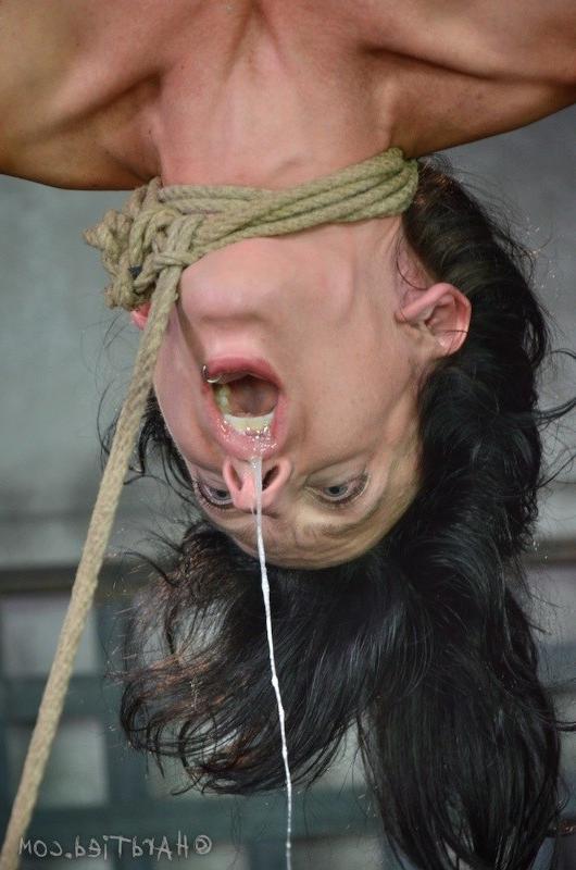 16P Elise Graves is bound in rope in dungeon and drooling