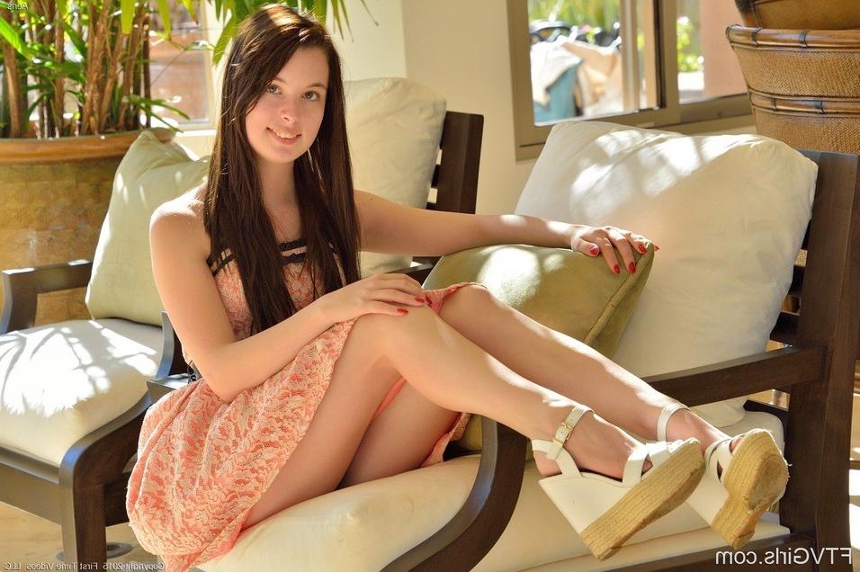 15P Teen Aeris lifts her skirt and masturbates with banana