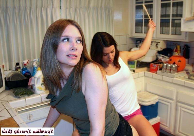 16P Sorority girl is blackmailed and spanked with a spoon
