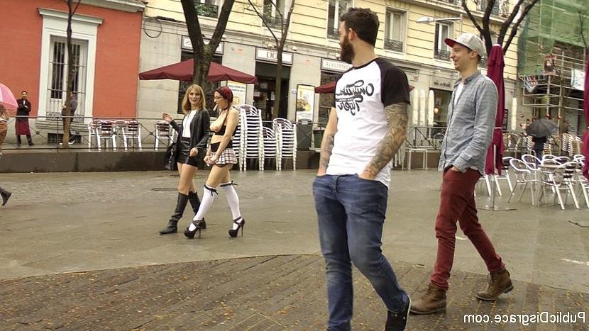 25P Zenda Sexy slutty schoolgirl is public bound and dominated gets group fucked in 