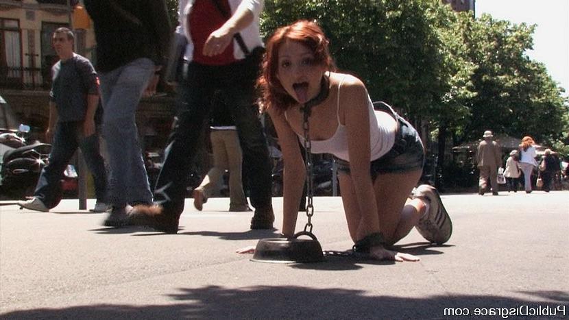 16P Justine Bell spanish redhead is bound and fucked on the streets by dominant