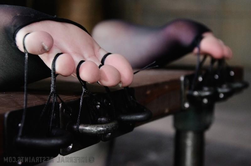 16P Mercy West in black pantyhose is dungeon bound made to orgasm