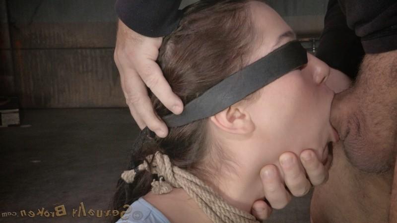 16P Kasey Warner is bound in rope and forced to suck a hard cock