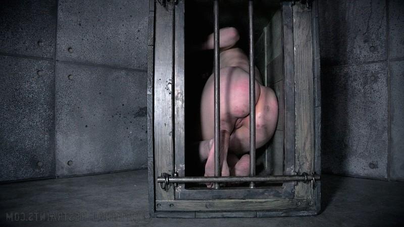 16P Bonnie Day is bound in metal and wood her naked body bdsm toyed