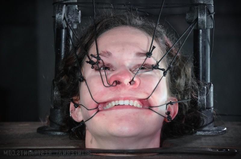 16P Bonnie Day is bound in metal and wood her naked body bdsm toyed