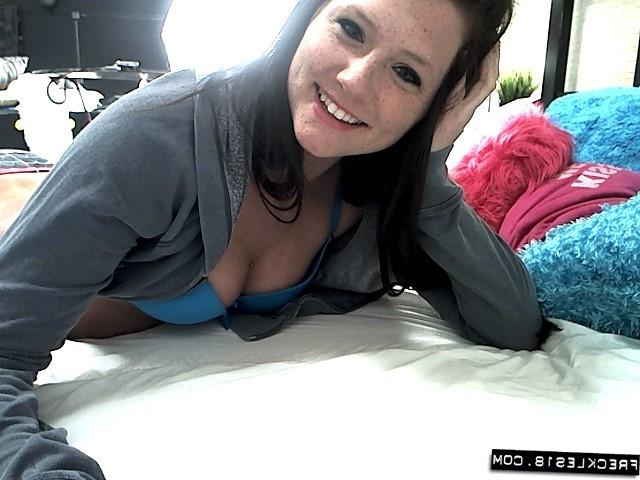 12P Beautiful brunette teen Freckles 18 gets ready for bed