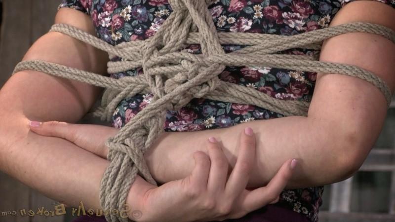 11P Amy Faye is bound in rope with clothes on and fucked in her mouth