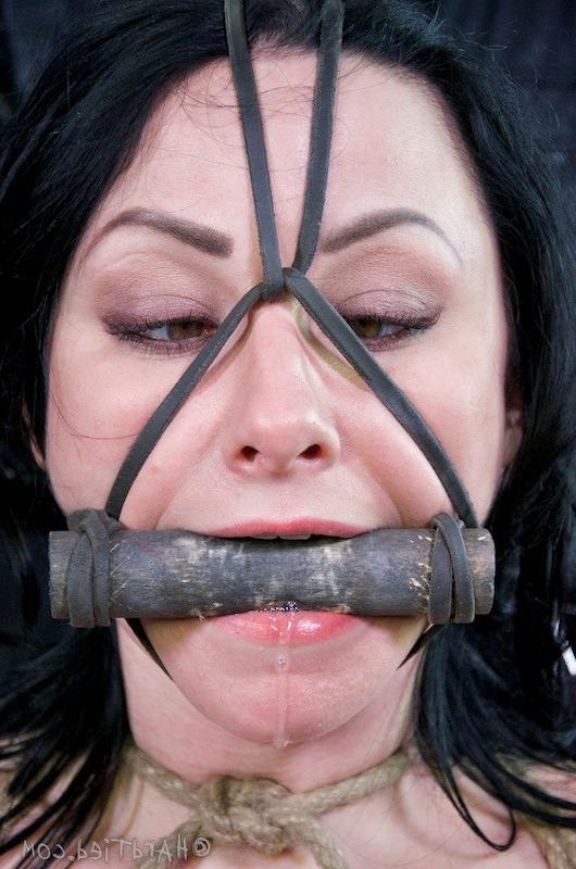 16P Veruca James is rope bound with nipple clamps her mouth toyed