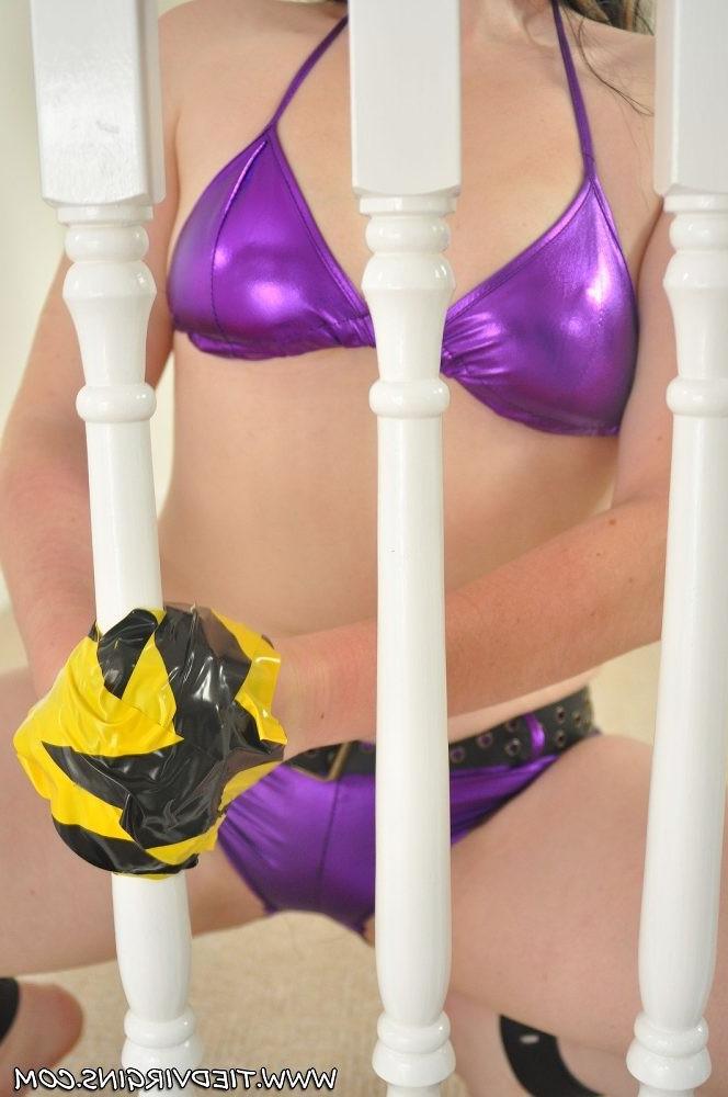 12P Slut in shiny underwear taped and gagged