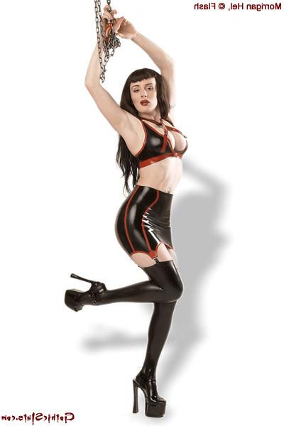 15P Goth domme touches herself high heels tight dress