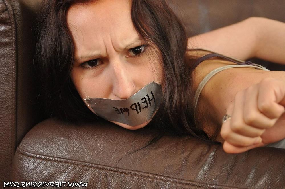 12P new tied virgin slut bailey bound on her own couch