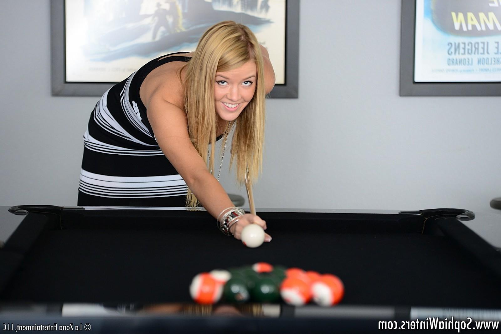 13P Sophia Winters plays a game of pool and loses the bet so now she has to strip it