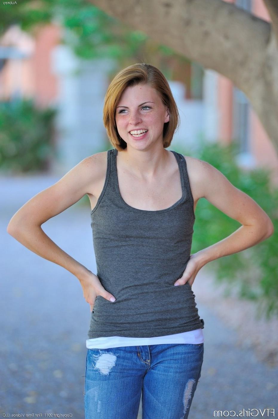 16P Amateur teen Aubrey being shy and slowly takes off clothes