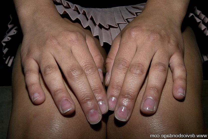 15P Shy but ballgaged Jade Indica strap bound little tits punished