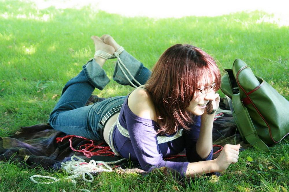 16P Mistress Ursela took her best friend/slave out to a park for a nice day in the s