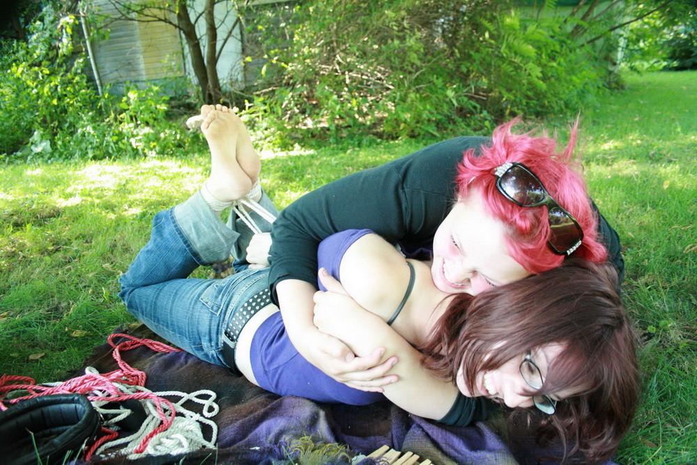 16P Mistress Ursela took her best friend/slave out to a park for a nice day in the s