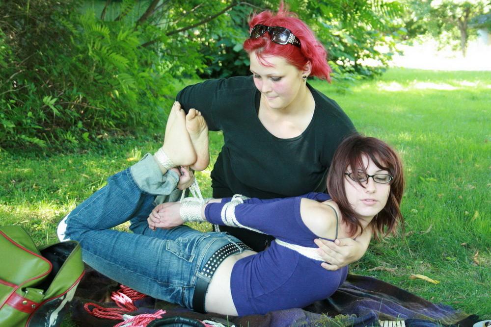 16P Mistress Ursela took her best friend/slave out to a park for a nice day in the s
