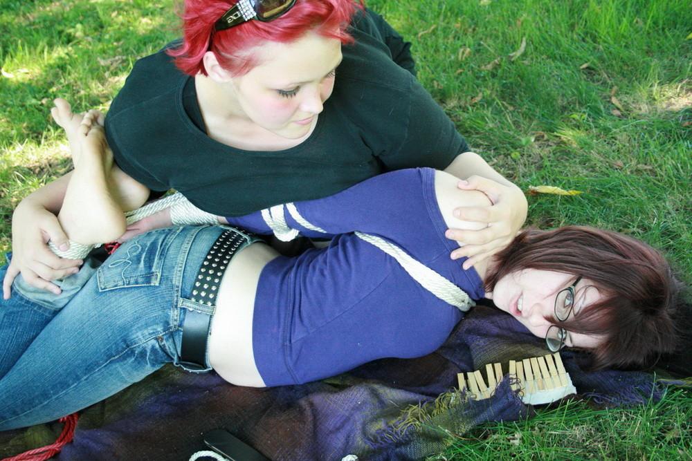 16P Mistress Ursela took her best friend/slave out to a park for a nice day in the s