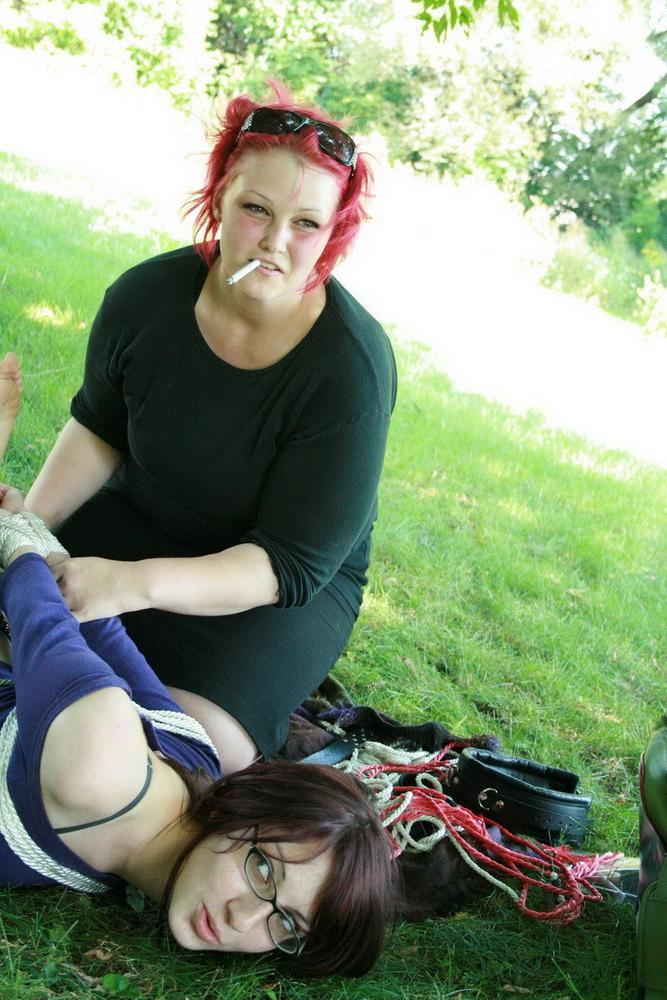 16P Mistress Ursela took her best friend/slave out to a park for a nice day in the s