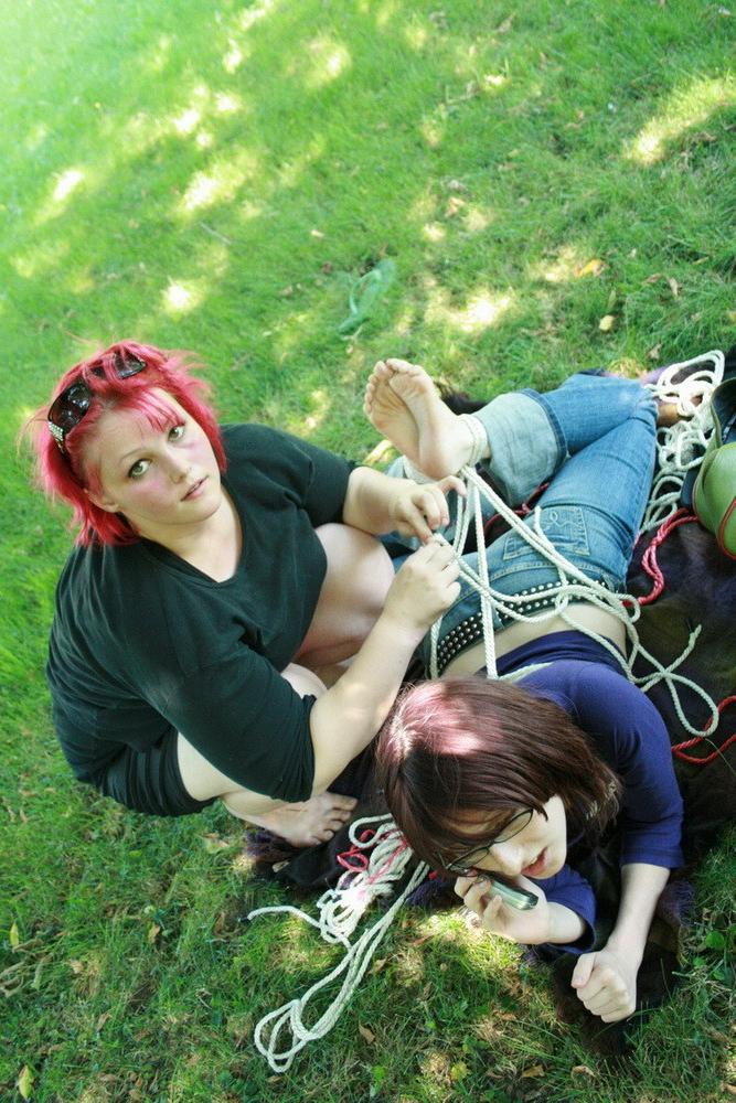 16P Mistress Ursela took her best friend/slave out to a park for a nice day in the s