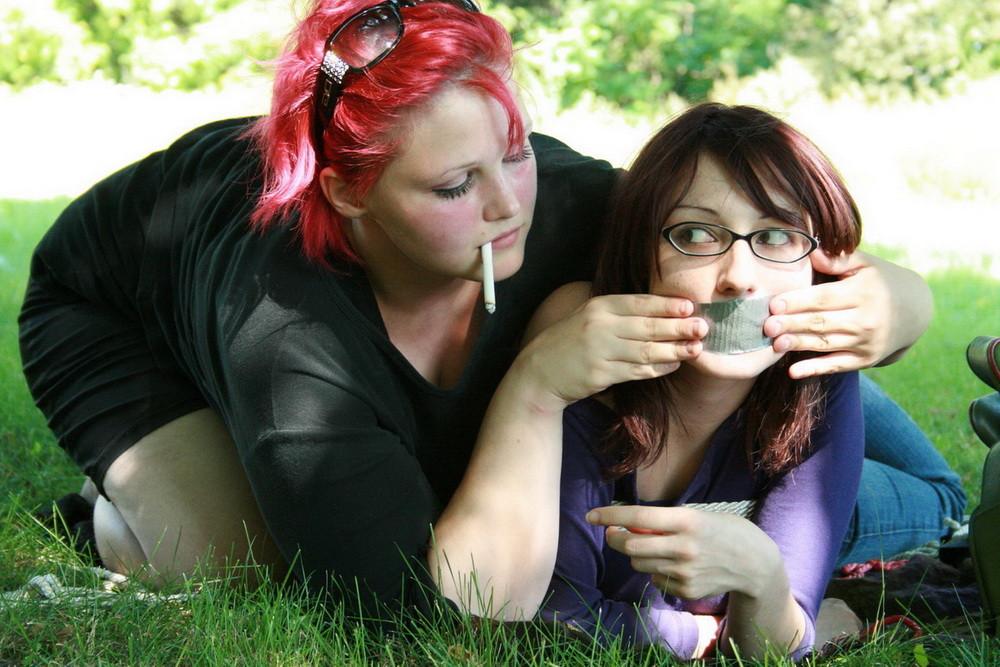 16P Mistress Ursela took her best friend/slave out to a park for a nice day in the s