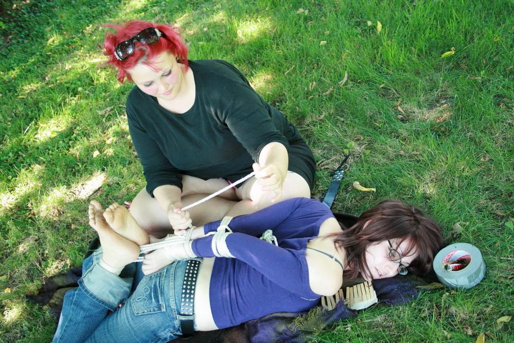 16P Mistress Ursela took her best friend/slave out to a park for a nice day in the s