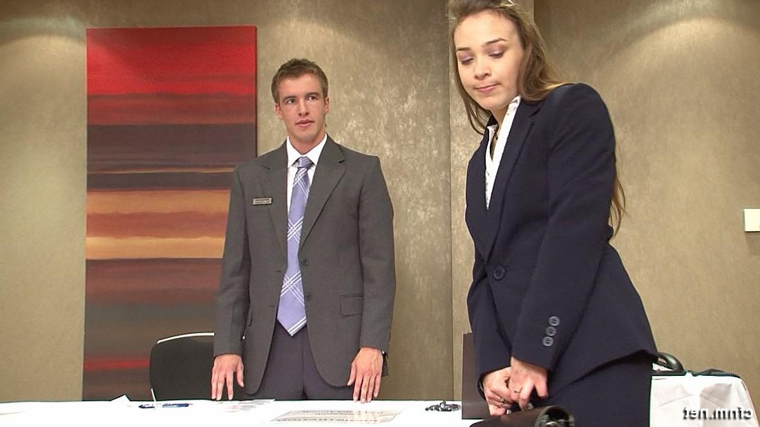 8P Hotel clerk Mark is used as a prop by businesswomen in a professional workshop
