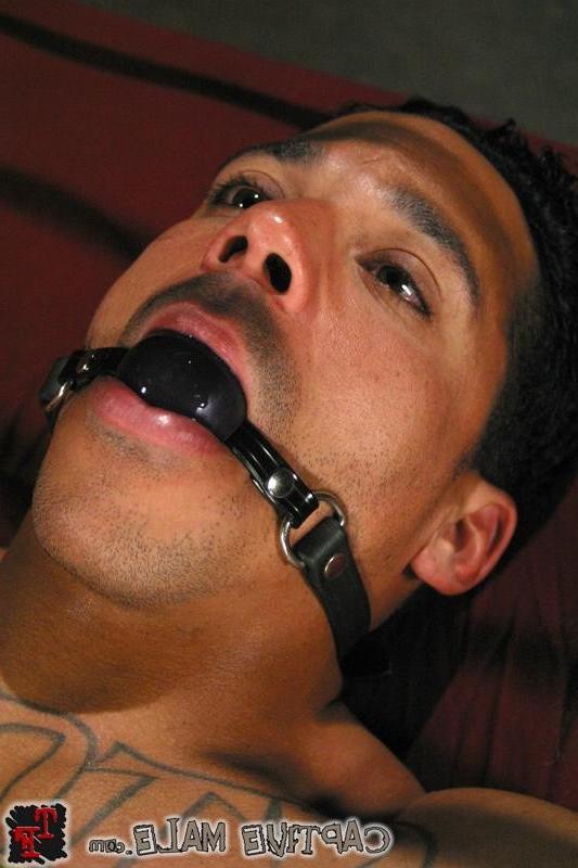 18P Busty brunette Sativa Rose dominates gagged slave man