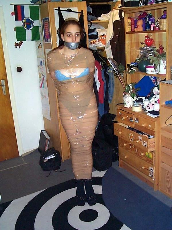 12P Sexy slut completely wrapped up by duct tape