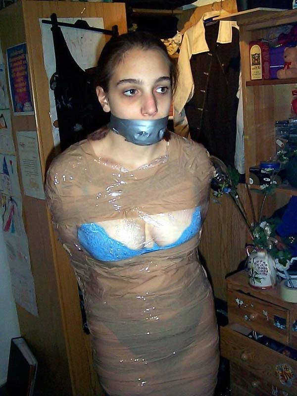 12P Sexy slut completely wrapped up by duct tape