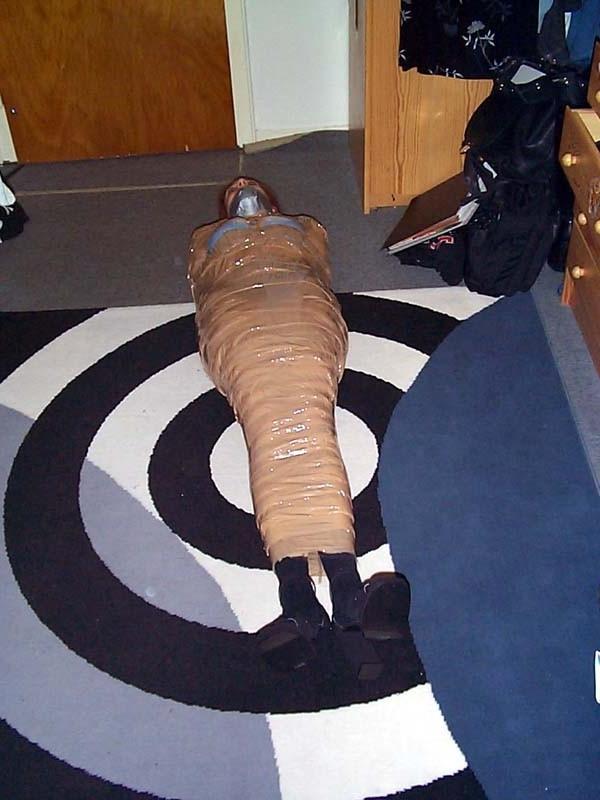 12P Sexy slut completely wrapped up by duct tape