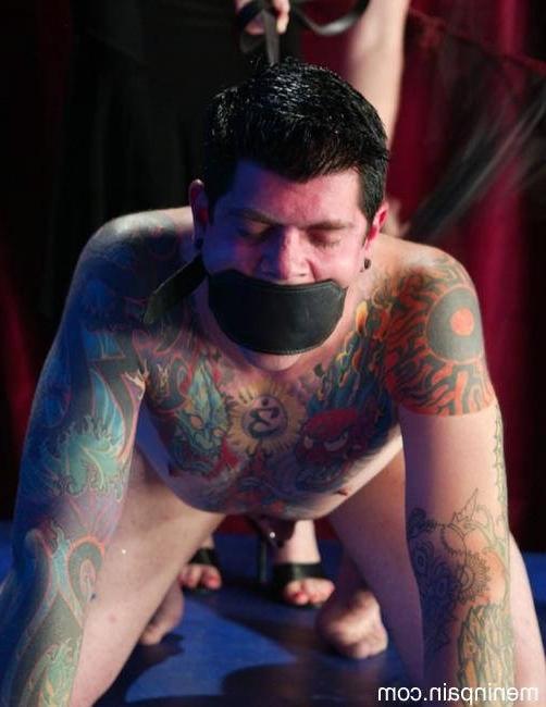 15P Gagged tatooed men whipped cruelly