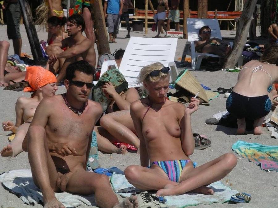 15P Big boob and slim teen nudists lay out in the sun