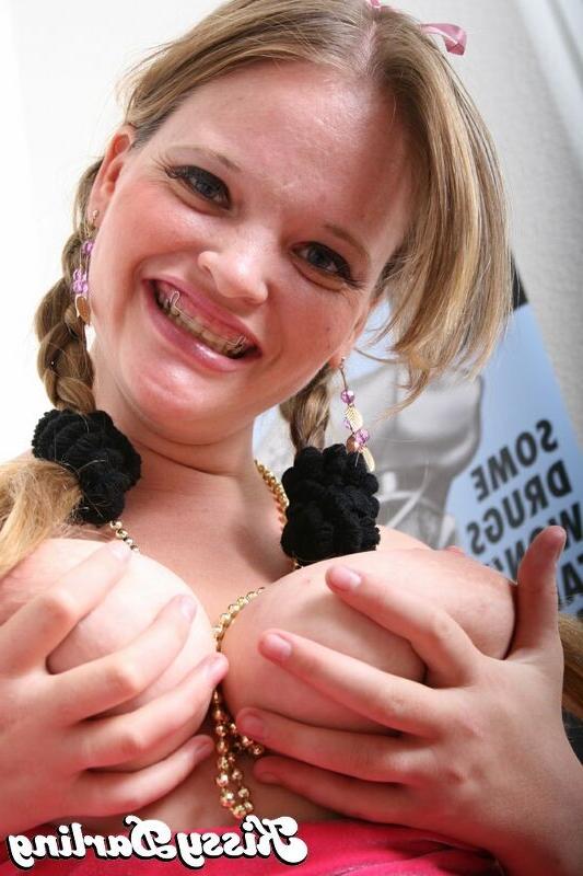 15P Over sexed blondie teen in pigtails Kissy stripping erotically a