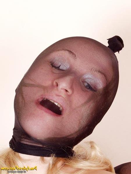 16P Lesbian teens with pantyhose over their head