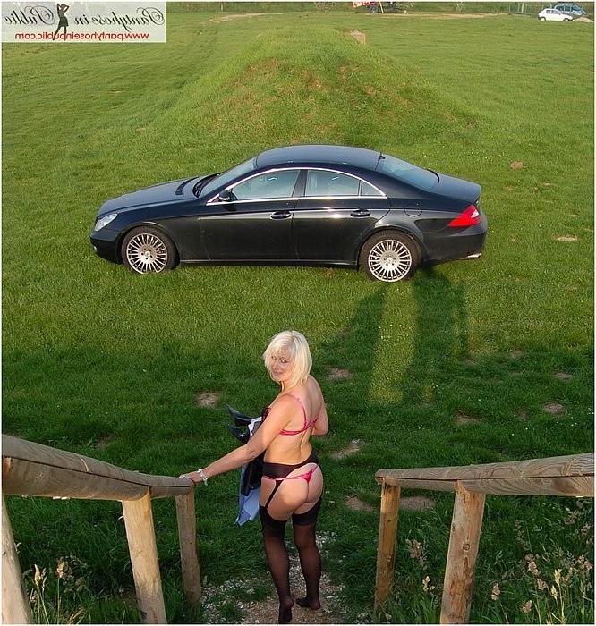 15P Black stockings strip off on the cliff tops and in the car