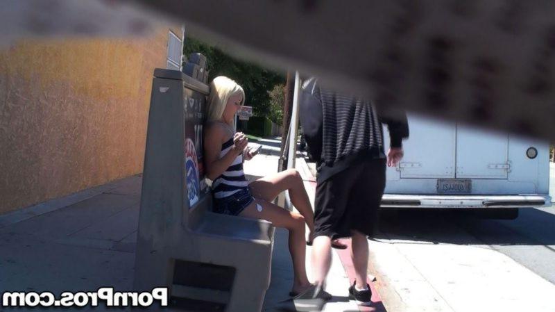 12P Guy cums in public over a blonde amateur babe