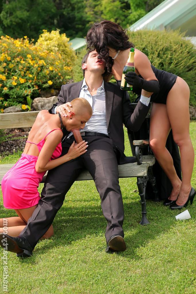 15P Nasty blonde babe orgy group sex fucking and sucking