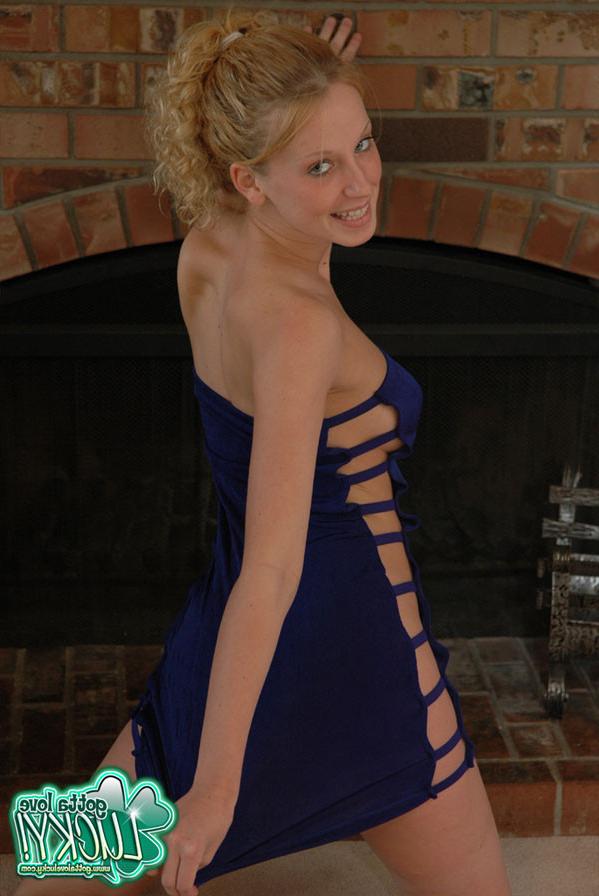 11P Lucky in a small blue dress