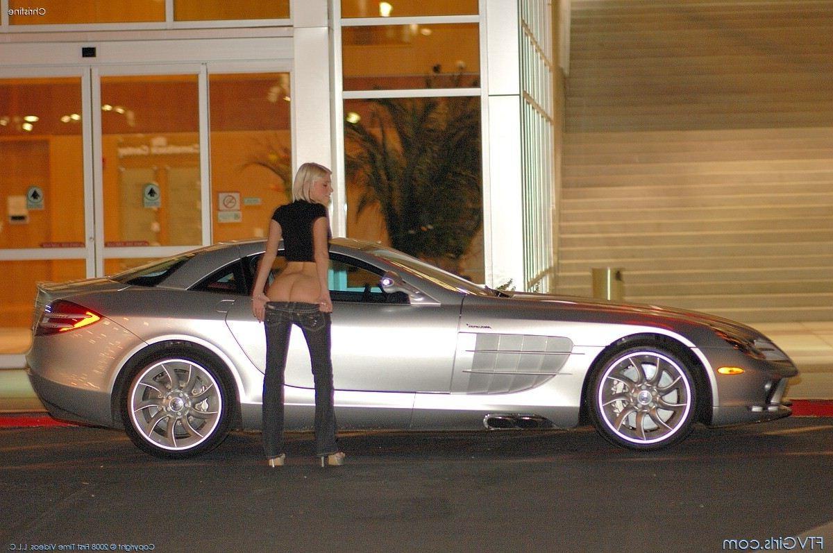 16P Blonde babe masturbating pussy in the car at a busy parking lot