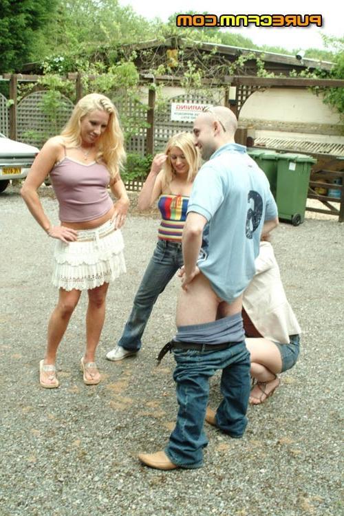 18P At a car park three starfuckers wank models cock